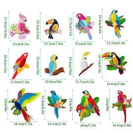 AIMALL 9X Tropical Parrot Honeycomb Decorations - Vibrant Hawaiian Hanging Birds for Summer Party, Bar, Wall Decor