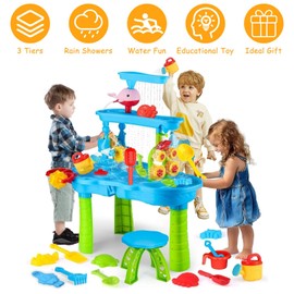 DonLoyon Kid Sand Water Table Toddler Water Activity Table Rain Showers Play Table Toy
