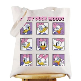 G2TUP Funny Daisy Duck Canvas Tote Bag Daisy Fans Gifts Daisy Duck Moods Shoulder Bag Daisy Duck Merchandise, Daisy Duck Moods