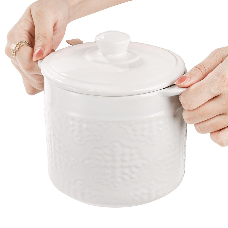 Lyellfe Ceramic Bacon Grease Container, 1.2L/40 Oz Oil Filter Pot