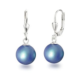 Schöner-SD Pearl Earrings 925 Silver Drop Earrings Pearl 10 mm, Silver, Pearl