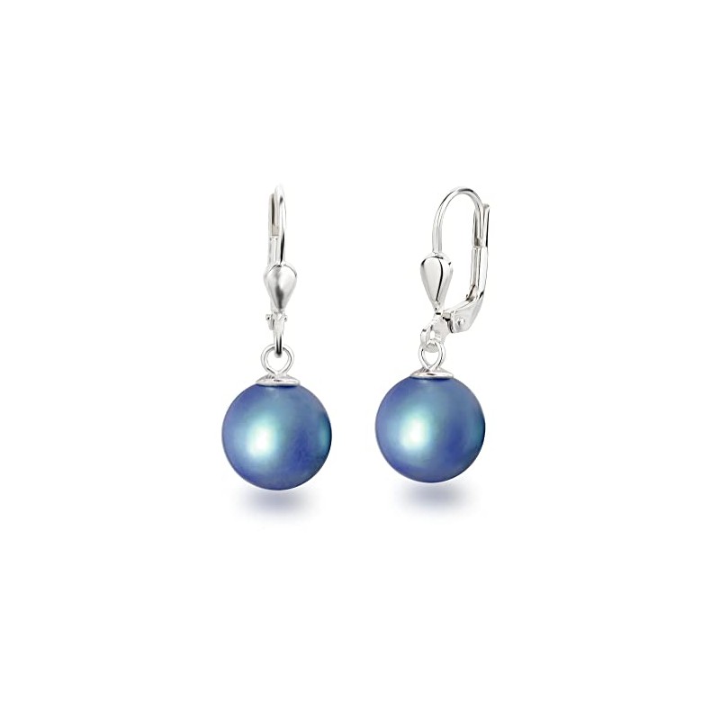 Schöner-SD Pearl Earrings 925 Silver Drop Earrings Pearl 10 mm,