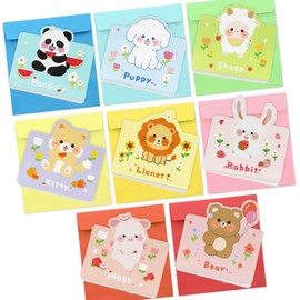 16 Pcs Cartoon Animals Cards for Kids Girls Boys Classmates Friends, Funny Birthday Greeting Notecard with Envelopes, Assorted Little Thank You Cards for Kid's Birthday Baby Shower