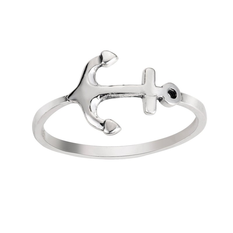 CloseoutWarehouse 925 Sterling Silver Anchor Ring Size 5