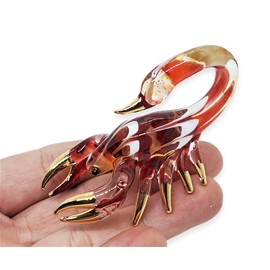 WitnyStore Tiny 2¼" Red Gold Scorpion Figurine - Miniature Hand Blown Glass Scorpions Arachnid Arthropod Invertebrate Insects Colorful Crystal Animals Decorative Collectible Figurines Décor Gifts