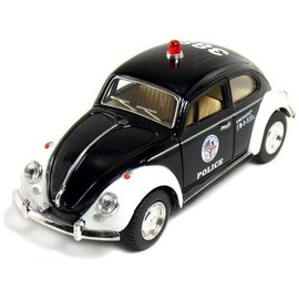 12 pcs in Box: 5" Classic 1967 Volkswagen Beetle Police 1:32 Scale (Black/White)