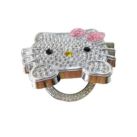 DSkoiph Car Push Start Button Cover Bling Car Accessories Cute Cat for Women, Crystal Rhinestone Car Engine Start Stop Button Cover (Pink)