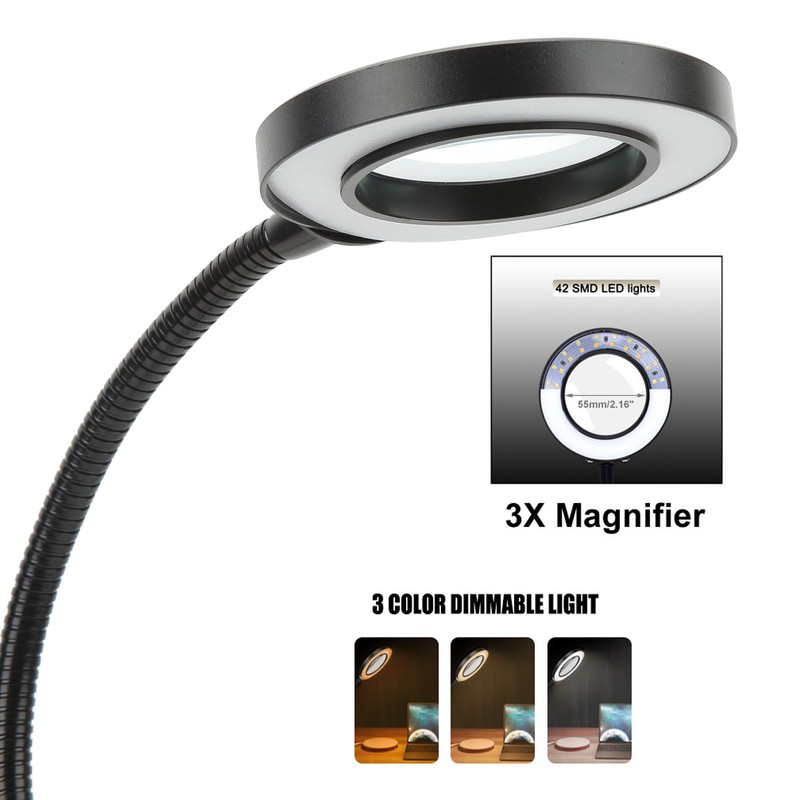 Magnifying Lamp Foldable Adjustable Flexible 2 Control Modes 3X LED