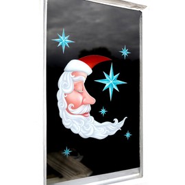 Santa Moon & Stars Christmas Window Cling Sticker by Stickers4