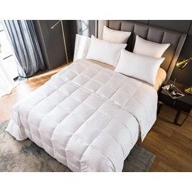 Eastwarmth Lightweight Goose Down Comforter Cooling Blanket Duvet for Summer/Warm Weather,Ultra Soft Fabric 750 Fill Power White King Size