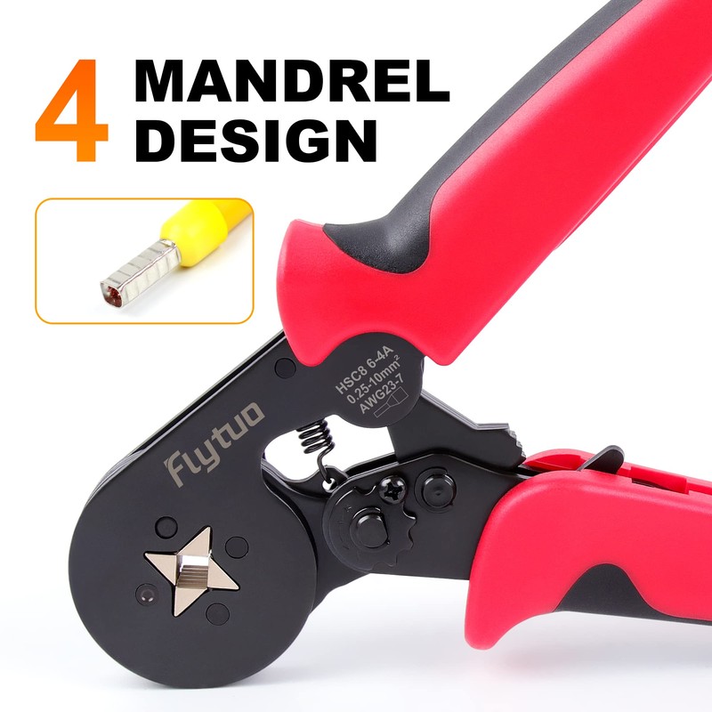 Flytuo Ferrule Crimping Tool, AWG23-7 Self-adjustable Ratchet Wire Ferrule Crimper,