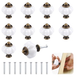 Pack of 10 Furniture Knobs White Round 30mm Cabinet Knobs Vintage Style Drawer Knobs with 10 Screws Zinc Alloy Door Knobs Kitchen Handles for Cupboards Drawer Kitchen Cupboards Wardrobe