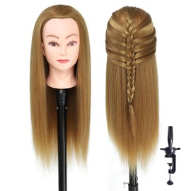 26" Mannequin Head High Temperature Resistant Hair Professional Hairdressing Training Head Mannequin Doll Head With Table Clamp