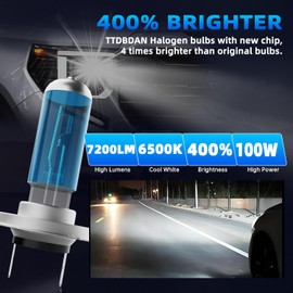 TTDBDAN Headlights Fit For Hyundai Tiburon 2003-2006 Halogen Headlight Bulbs,H7 High Beam+ H7 Low Beam+ 9006 Fog Light Combo,Plug And Play,Pack of 6 (Hyundai Tiburon 2003-2006)