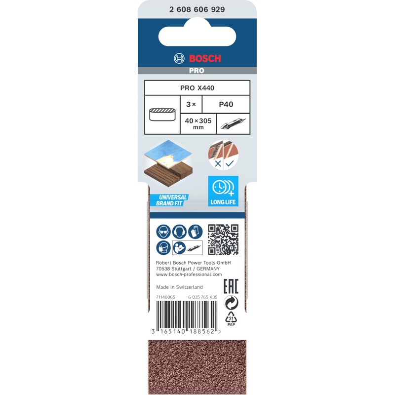 Bosch 2608606929 Wood 40x305mm Belt G40, Red, 40 mm x