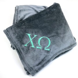 Go Greek Chic Embroidered Chi Omega Plush Throw Blanket