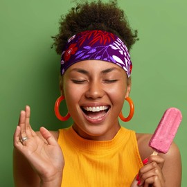 8 Pieces African Headband Stretchy Boho Print Hairband Yoga Running Sports Workout Head Grip Band Elastic Turban Headwrap Head Cloth for Women Girls Hair Accessories (Floral Pattern)