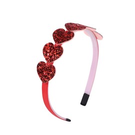 Finduat Valentines Day Headband - Heart Head Boppers Headbands and Heart Shape Red Glitter Hair Accessoires for Girls Women