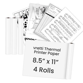 Vretti P83 Thermal Printer Paper 8.5 x 11, 4 Rolls Thermal Paper, Print Flat Without Curling, Quick-Dry, Smooth Thermal Printing, Suitable for Offices&School
