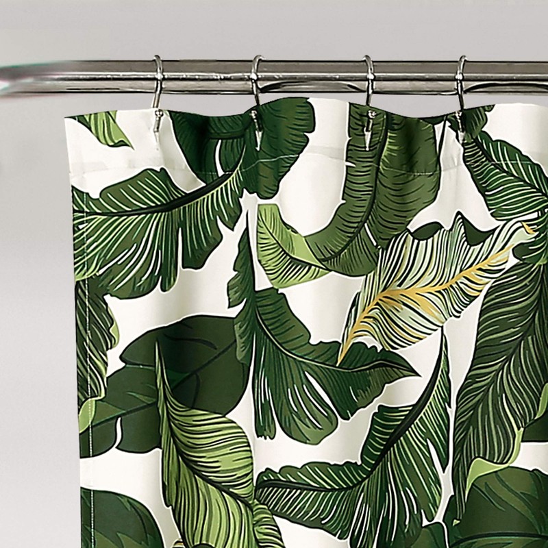 Lush Decor, Green Tropical Paradise Shower Curtain-Fabric Leaf Rainforest Island