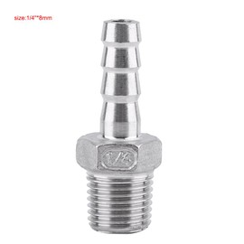 SS304 Male Thread Pipe Fitting Barb Hose Tail Connector Stainless Steel BSP(1/4*8mm)