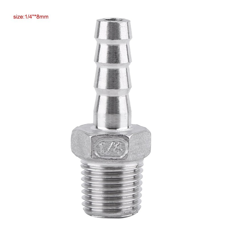 SS304 Male Thread Pipe Fitting Barb Hose Tail Connector Stainless