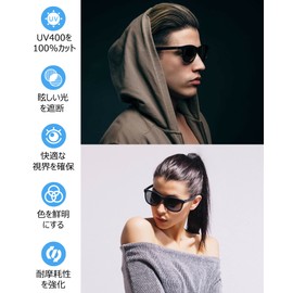 MARSQUEST Sunglasses for Driving, Polarized Sunglasses, Ultra Lightweight, 0.6 oz (18 g), Anti-Shock, UV Protection, UV400, Men's, Wellington Shaped, Running, Fishing, Climbing, Golf, Baseball, Stylish, Fashionable, Women's, Motorcycle Sunglasses, Storage Bag Included, Black