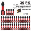Geinxurn 30Pieces Magnetic #2 Phillips 1 in. Hex Anti-Slip Screwdriver