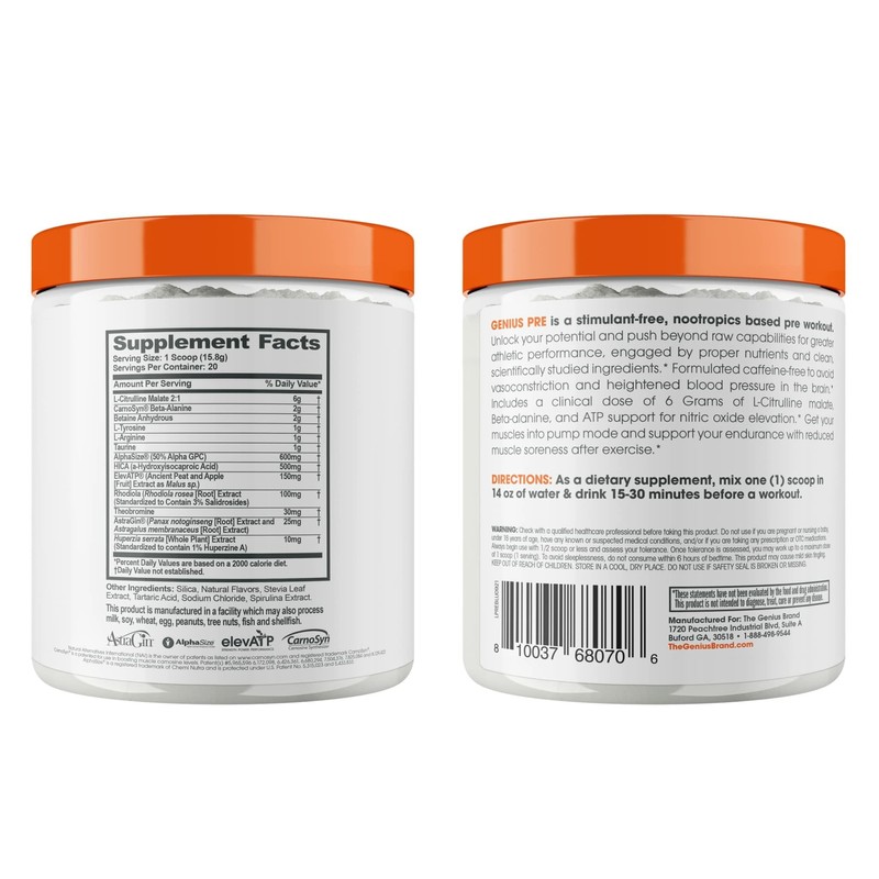 The Genius Brand Genius Pre - Clean Pre-Workout Powder for
