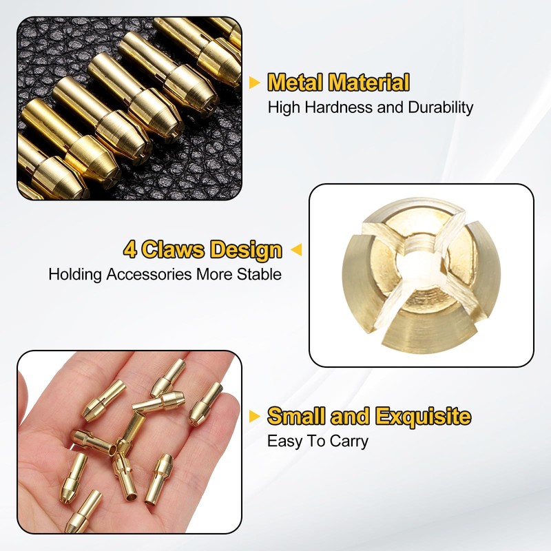 sourcing map 10pcs Drill Chuck Collet Set 0.8/1.2/1.8/2.4/3.2mm Mini Electric