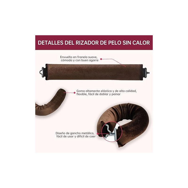Tubos para Cabello Sin Calor: 3 Piezas Heatless Curls con