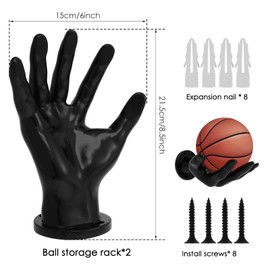YFCJYBF Pack of 2 Palm Shaped Basketball Storage Shelves, Creative Storage Shelves for Basketballs, Footballs, Ball Holder Hand Ultra Safe Stable, Ball Holder, Basketball Decoration, Ball Holder Wall