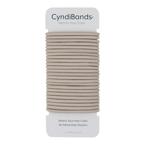 Cyndibands Ash Blonde No-Metal 4mm 1.75 Inch Elastic Hair Ties Color Match Ponytail Holders - 24 Count