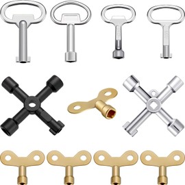 Mudder 11 Pcs Multi Functional Utility Key Kit Plumbers Key 4 Ways Utility Triangle Cabinet Spanner Socket for Radiators Gas Electric Meter Boxes Faucet and Lock
