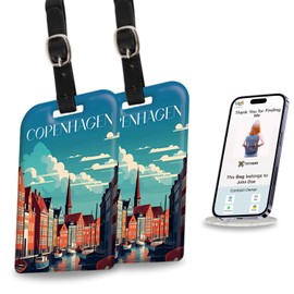 [Pack 2] tag8 Copenhagen Smart Bag Luggage tag |Trendy Luggage tag ID Identification Fashionable Digital Name tag | Airline Compliant, SITA World Tracer Code Enabled | Travel Gift idea, Collectible