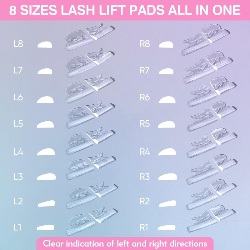 Libeauty Lash Lift Pads, 16 Pcs Lash Lift Rods, Eyelash