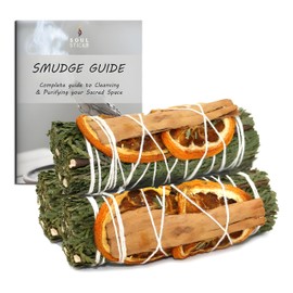 Soul Sticks 3 Pack Cedar Orange Cinnamon Sage Smudge Sticks for Money Cleansing House, Abundance, Money, Negative Energy Cleanse, and Smudging with Starter Guide | 4 Inch Bundles
