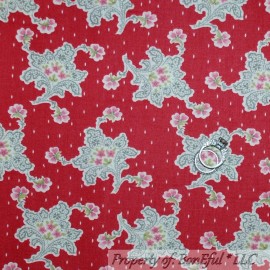 FreeSpirit BonEful FABRIC FQ Cotton Quilt Pink White Red Gray Flower Garden Bohemian Print