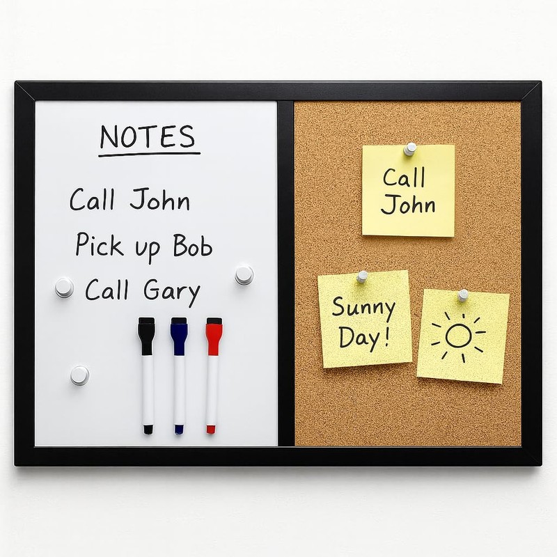 MURIWAI 36x24 Wall-Mount Combo Board - Magnetic Dry Erase &