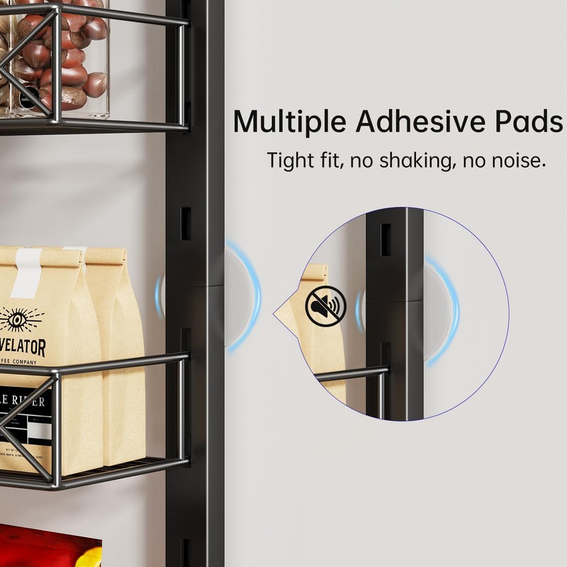 MIAOLI Over the Door Organizer, Black 6-Tier Pantry Door Organizer