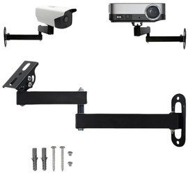 Long Arm Security Camera Bracket | 180° Rotatable Corner Mount | Universal Projector Holder | Metal Wall Mount for CCTV, Speakers, Projectors | Black Spray Paint Finish (5.9"+7.87" Duckbill)