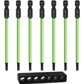 TLEEP 7Pcs 1/4" Hex Head Allen Wrench Drill Bits, SAE 1/8", 4" Long Hex Key Drill Bit Set, Magnetic Tips Screwdriver Socket Bit Set for Ikea Type Furniture (S2 Steel), 100MM Black
