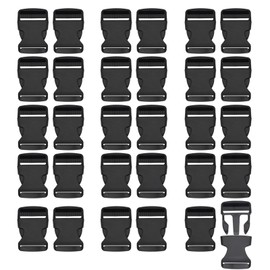 RETON 30 PCS 1 1/2 Inch Side Release Buckles, Heavy Duty Plastic Buckles Clips Black Adjustable Quick Release Buckle, Backpack Buckle Replacement for Nylon Webbing Straps Belt Dog Collars (38MM)