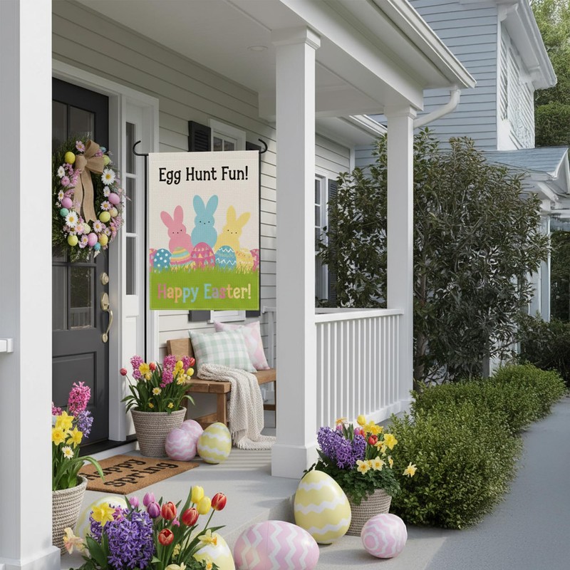 Easter Garden Flag Double Sided 12x18 Inch - Happy Easter