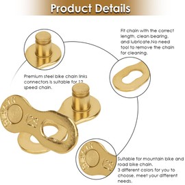 Keenso 4 Pair Bike Chain Link, Steel Bike Bicycle 12Speed Chain Missing Link Connector Parts Cycling Accessory(Gold)