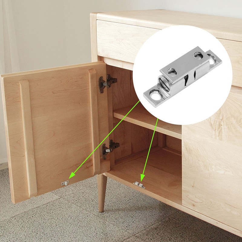 Uenhoy 10 Pcs Solid Brass Cabinet Door Catch, Dual Ball