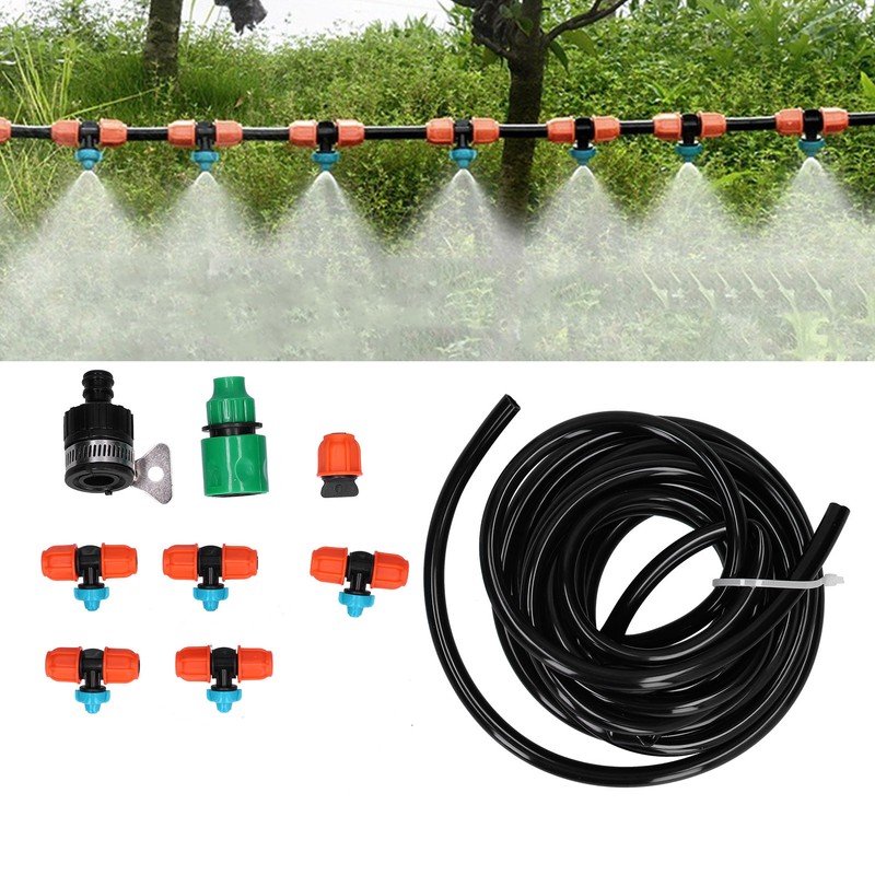 5m Garden Irrigation Kit 9/12 Hose Spray Nozzle Automatic Watering