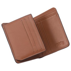 Alldaily RFID Credit Card Wallet for Men Small Bifold Front Pocket Wallet with 2 ID Windows (Leather Brown)