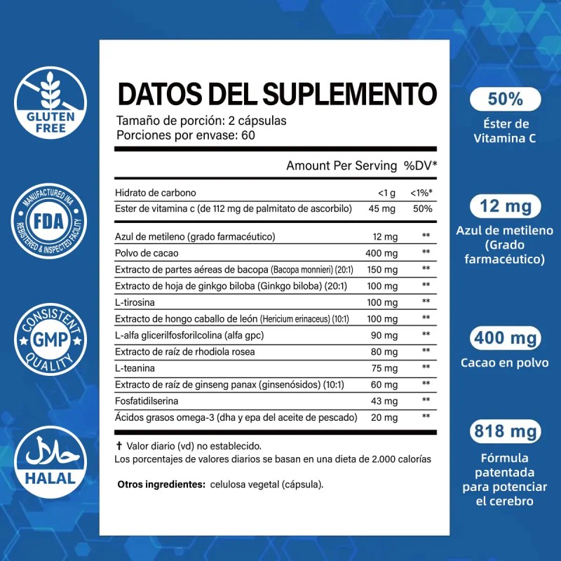 Azul Metileno 120 Capsulas Mvpcare