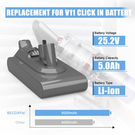 BECDXPal 5000mAh V11 V15 Click-in Battery 25.2V Battery for V11 Animal, V11 Complete Extra, V11 Torque Drive Extra, V11 Fluffy Extra, V15, V15 Detect Vacuum Cleaner